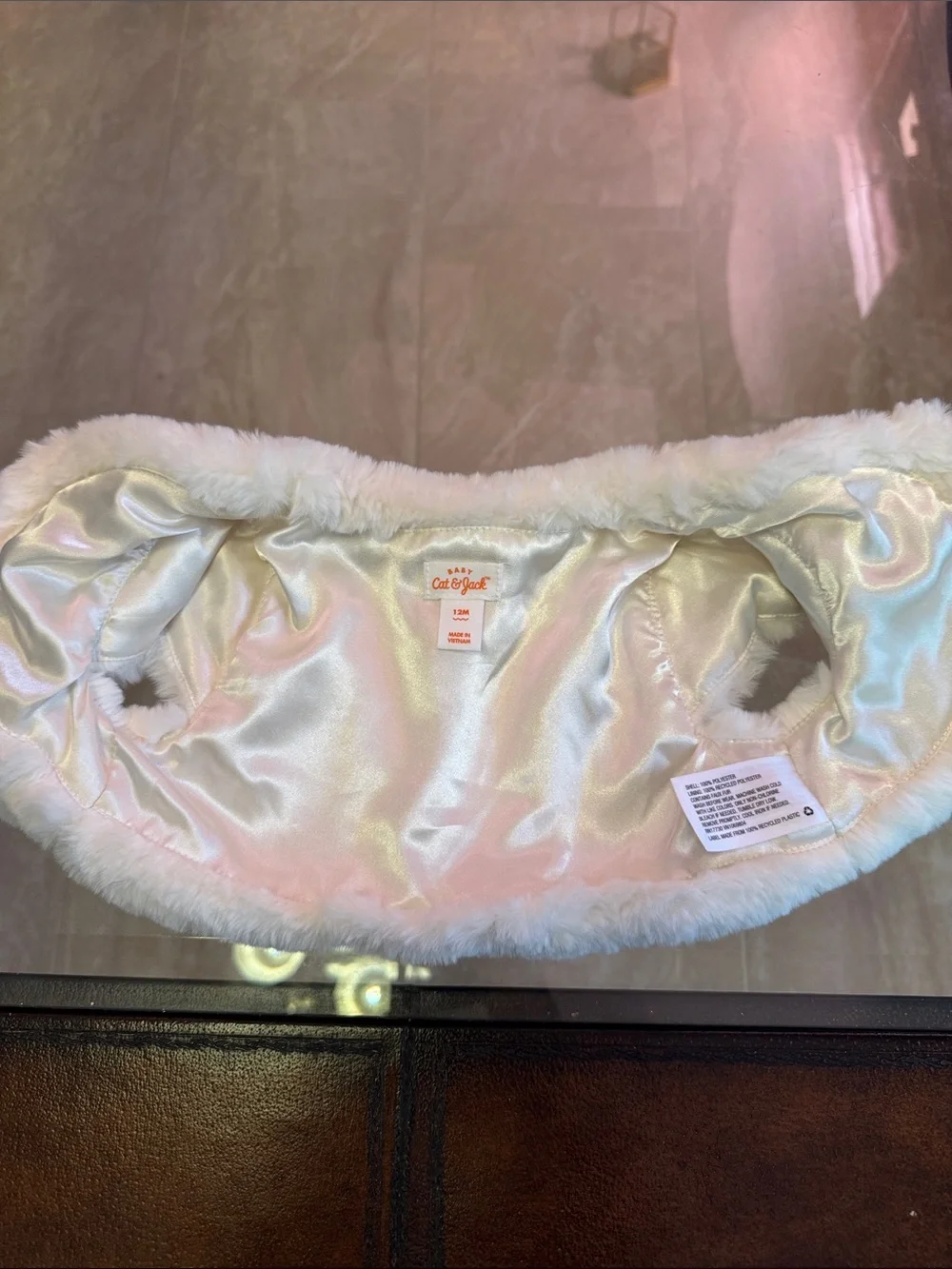 Cat & Jack Cream Faux Fur Shrug with Snap